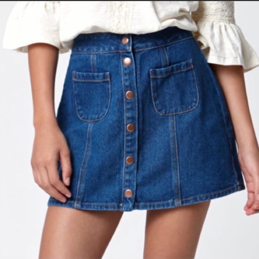 Brandy Melville Denim Button Skirt